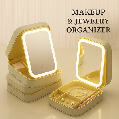 Makeup & Jewelry Organizer with LED Mirror ( 3 Light Settings )✨