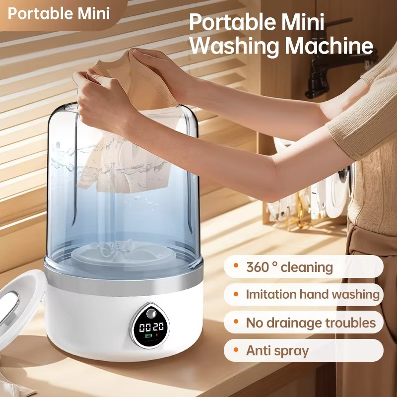Cordless Portable Mini Washer – Rechargeable Mini Washing Machine for Underwear & Socks