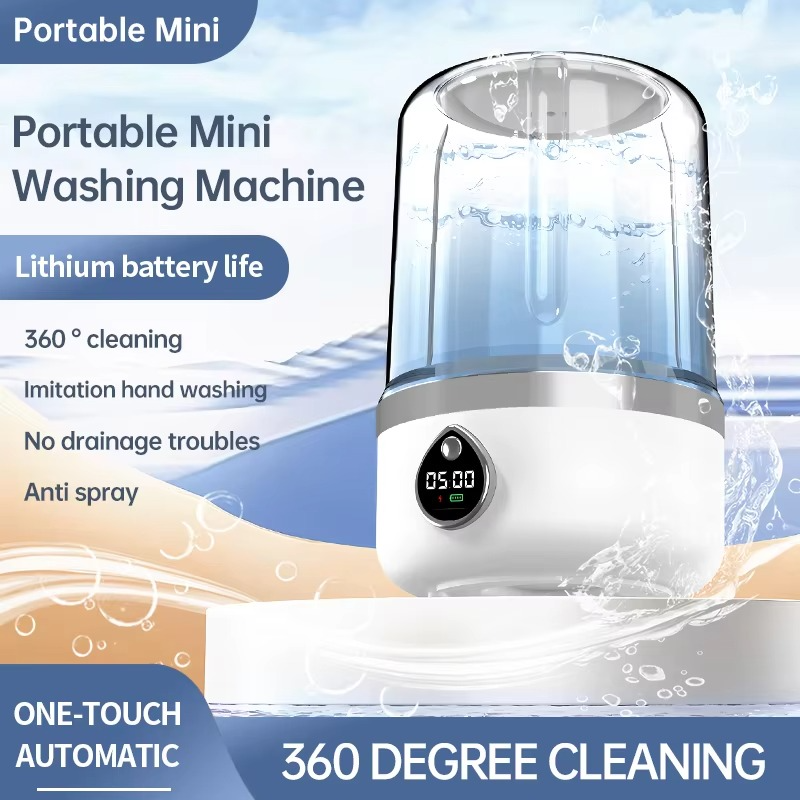 Cordless Portable Mini Washer – Rechargeable Mini Washing Machine for Underwear & Socks